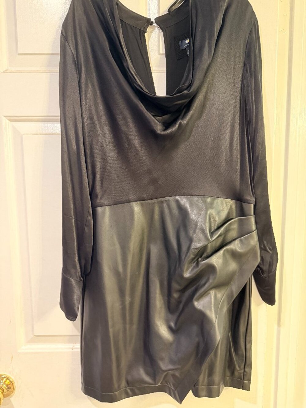 Maeve Anthropologie Plunge Faux Leather Mini Dress Size 14